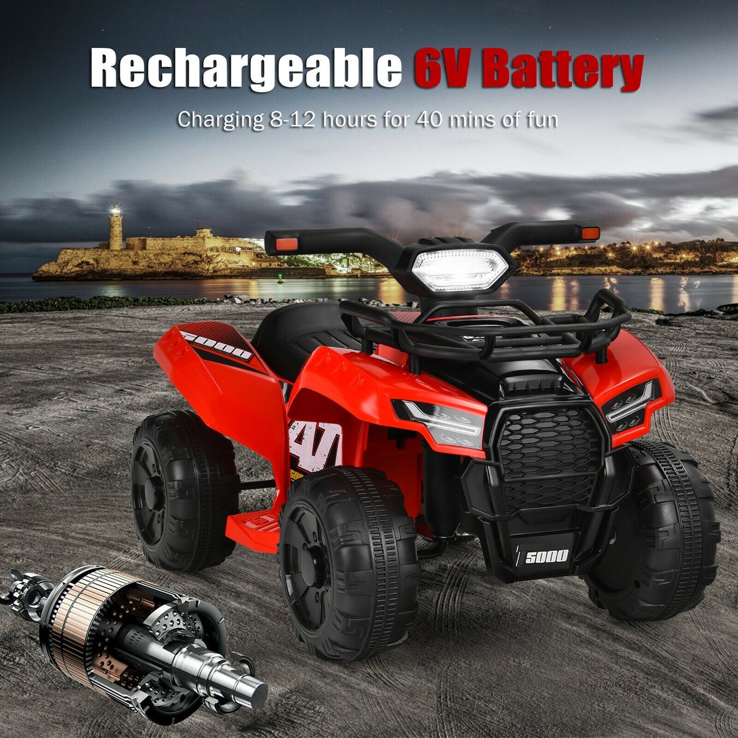Quad électrique 6V pour enfants - Rouge