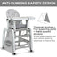 3-in-1 Convertible Baby High Chair with Lockable Wheels - Gray
