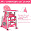 3-in-1 Convertible Baby High Chair - Pink