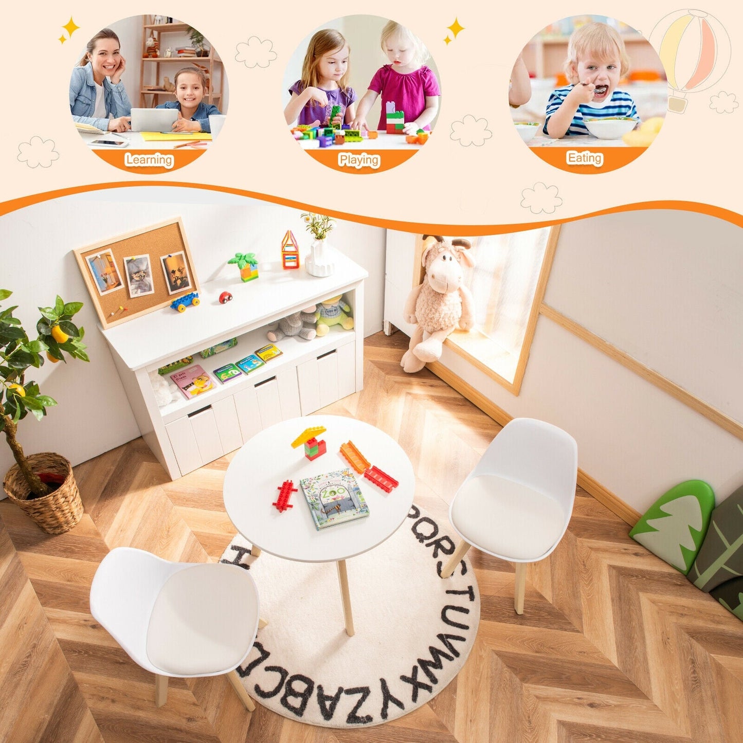 Ensemble de table d'activité moderne pour enfants et 2 chaises