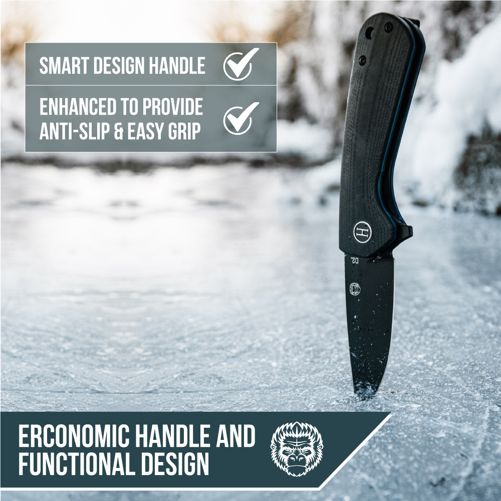 Premium Peasant Folding Pocket Knife Gift Set for Adventurers (Black & Blue) - Korvel
