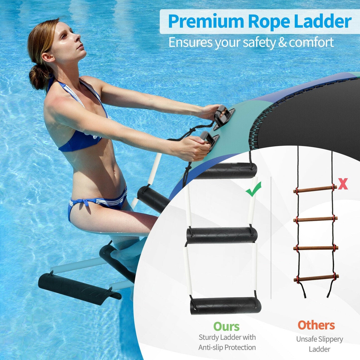Bouncer aquatique gonflable rembourré de 10 pieds - Bleu
