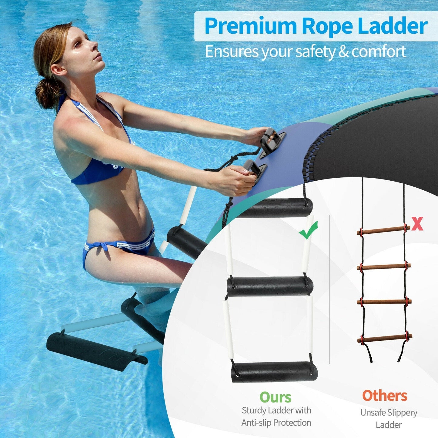 15 Feet Inflatable Splash Padded Water Bouncer - Blue