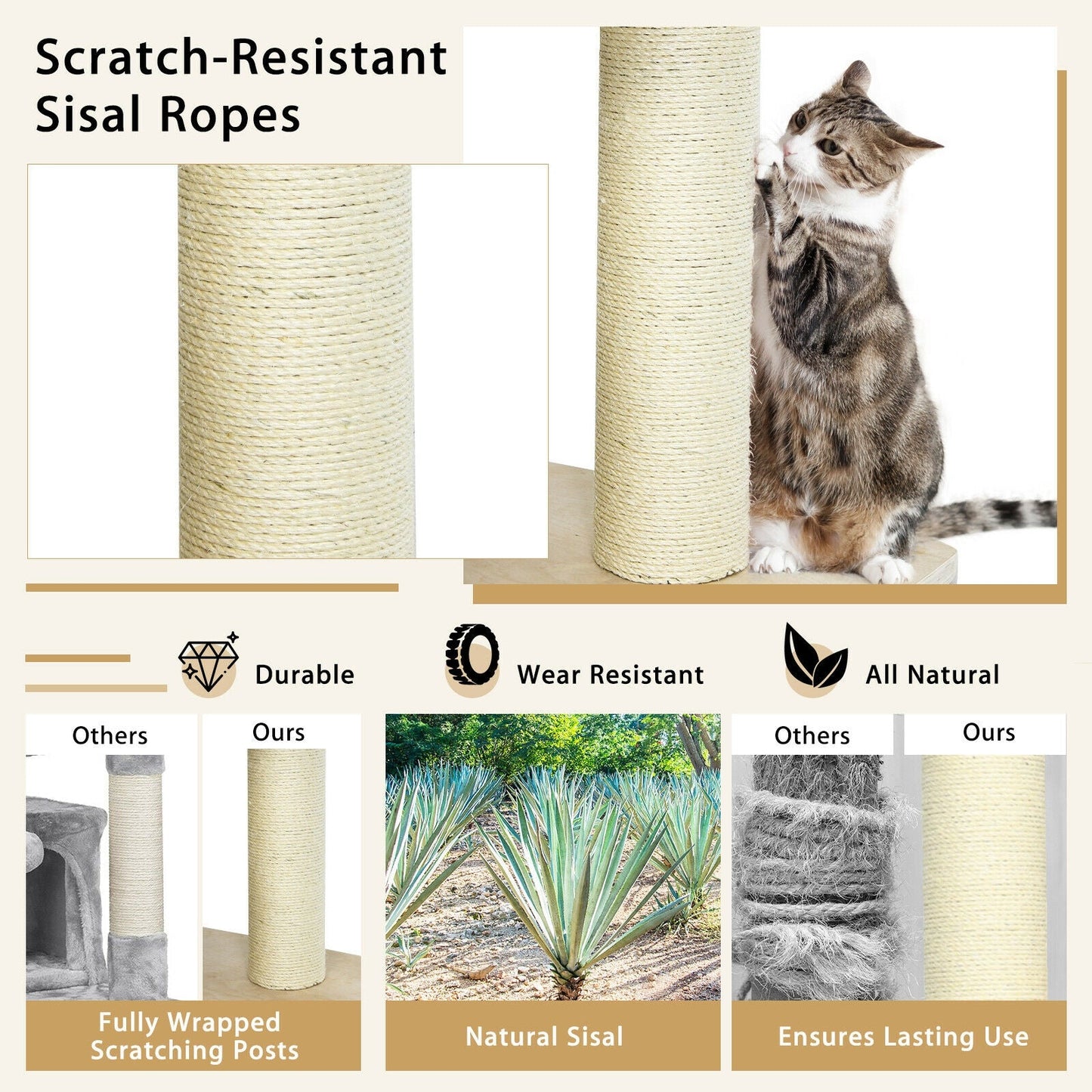 77.5-Inch Multi-Level Cat Tree Condo - Cream White