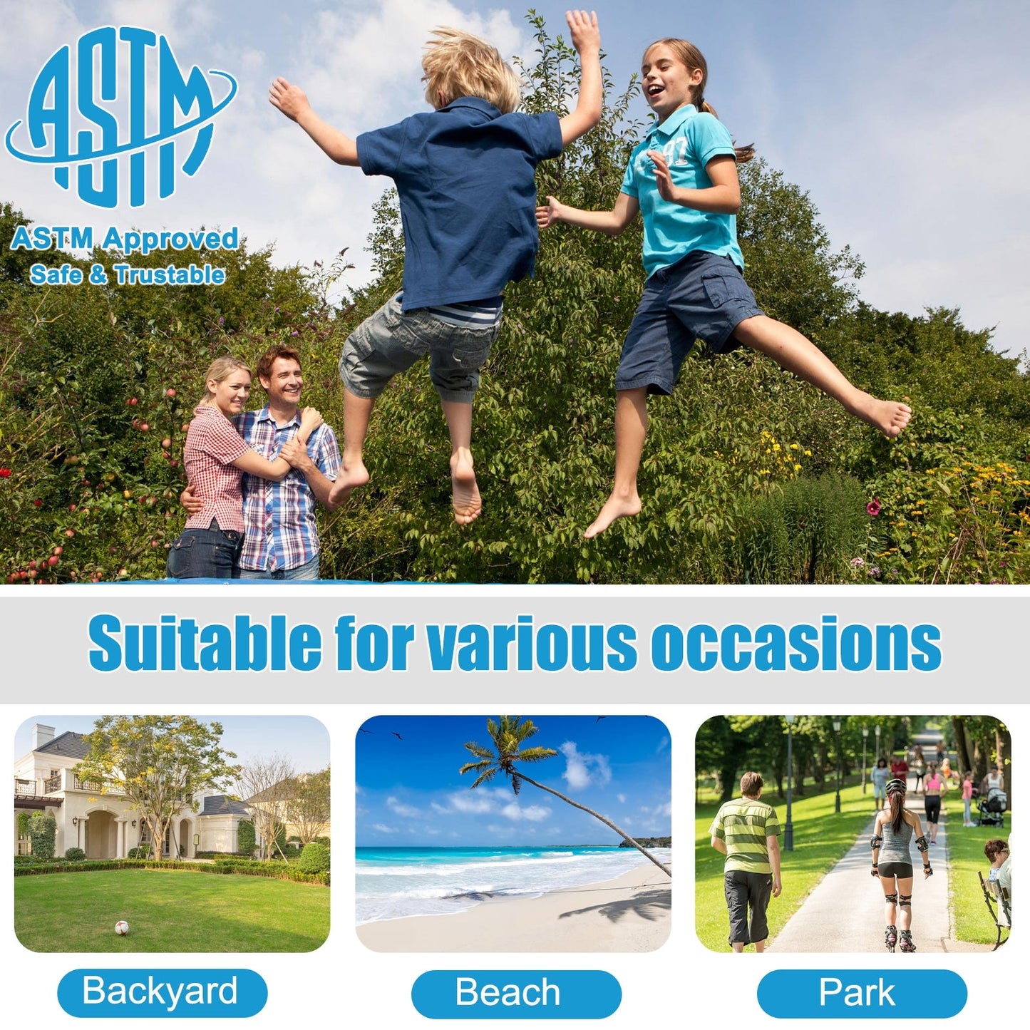 Trampoline de plein air premium avec filet de sécurité et échelle - 12 pi