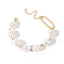 Handmade Imitation Pearl Gold Link Chain Bracelet