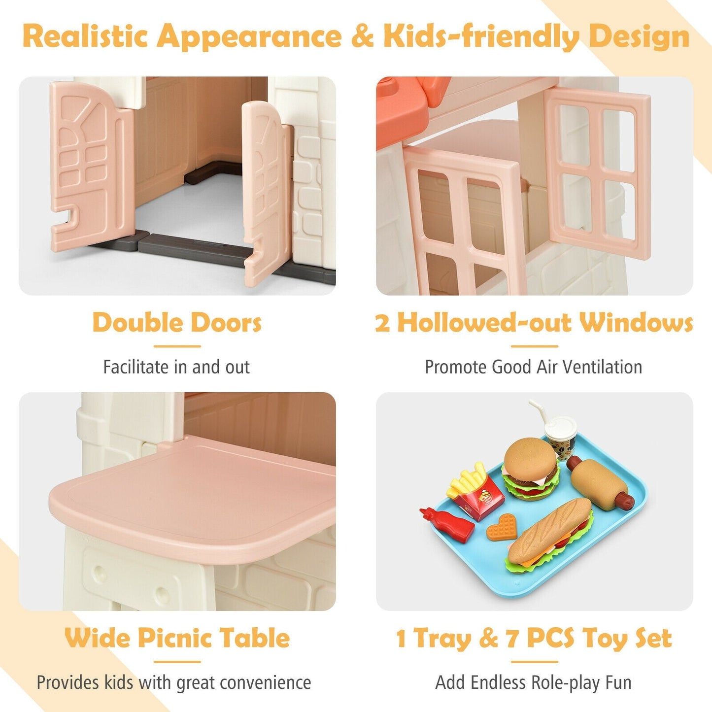 Casa de Juguete Gbruno para Niños - Set de 7 Piezas en Rosa