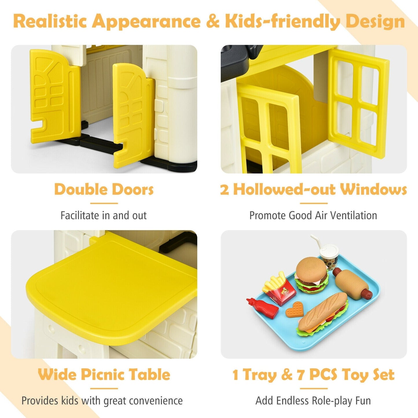 Conjunto de Juguetes Casa de Juegos Gbruno para Niños - 7 Piezas en Amarillo