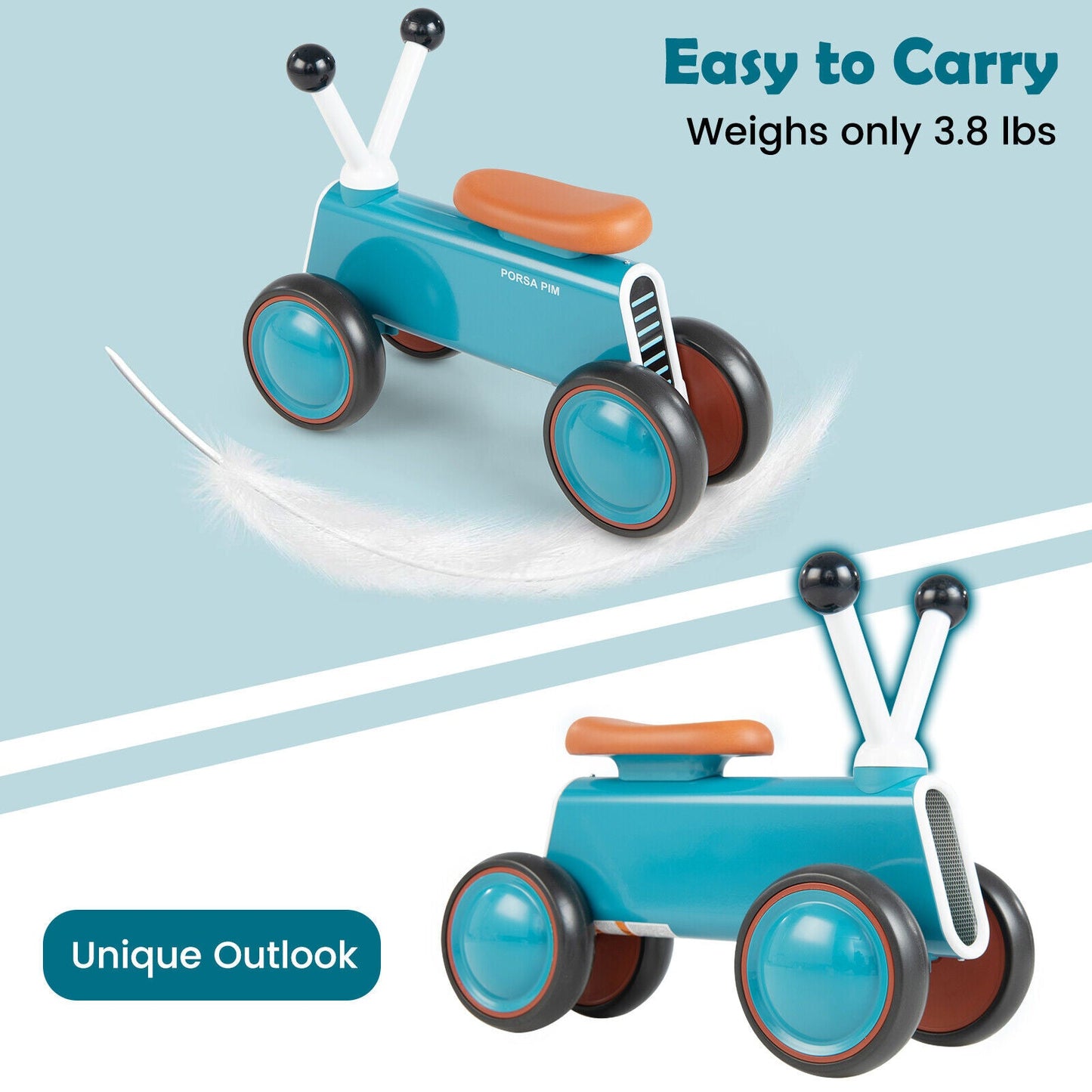 Bicicleta de Equilibrio para Bebés de 4 Ruedas - Azul