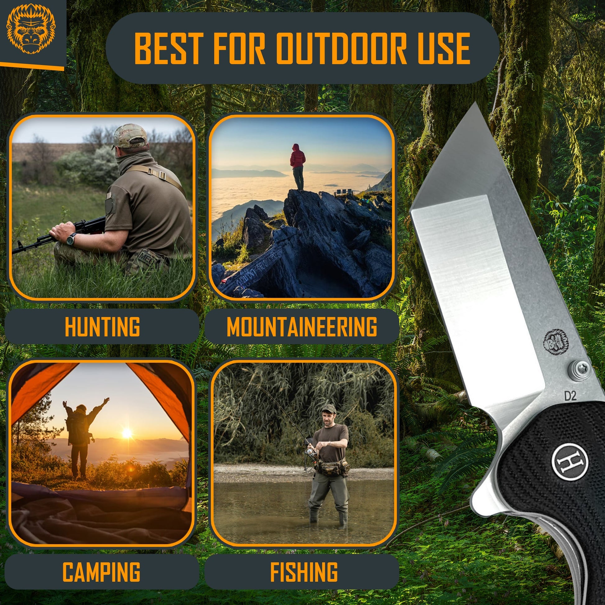 The Pioneer Folding Pocket Knife Giftset for Men and Women (Silver and Black) - Korvel
