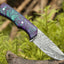 Premium Custom Damascus Steel Hunting Knife with Epoxy Resin Handle & Leather Sheath - 8.5 Inches - Korvel