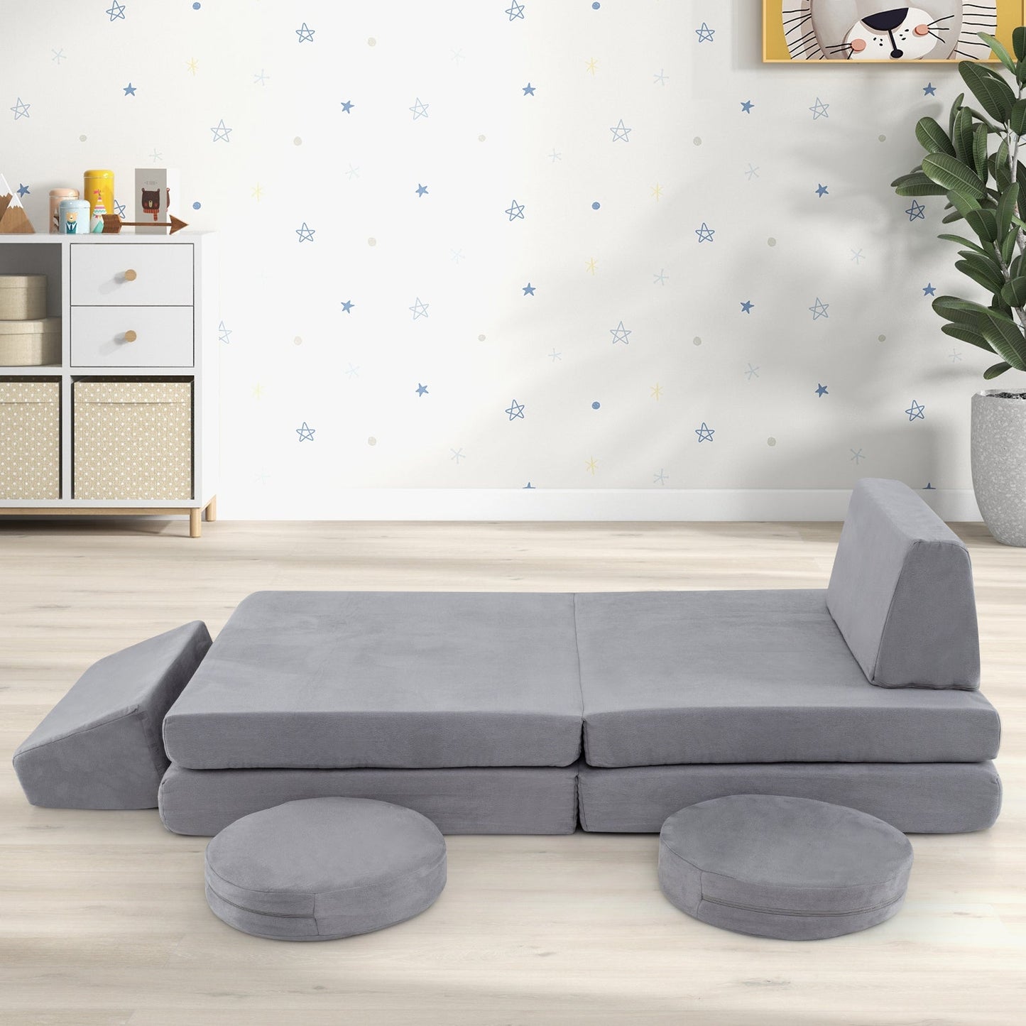 Juego de Sofá Modular para Niños de 6 Piezas - Gris