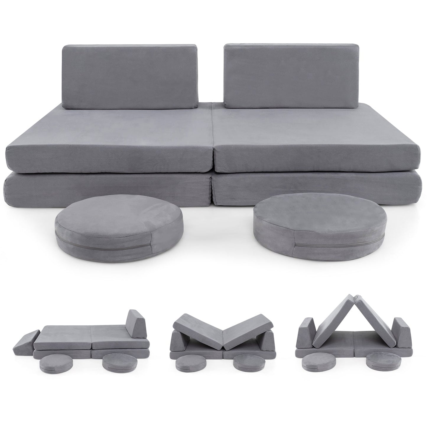 Juego de Sofá Modular para Niños de 6 Piezas - Gris