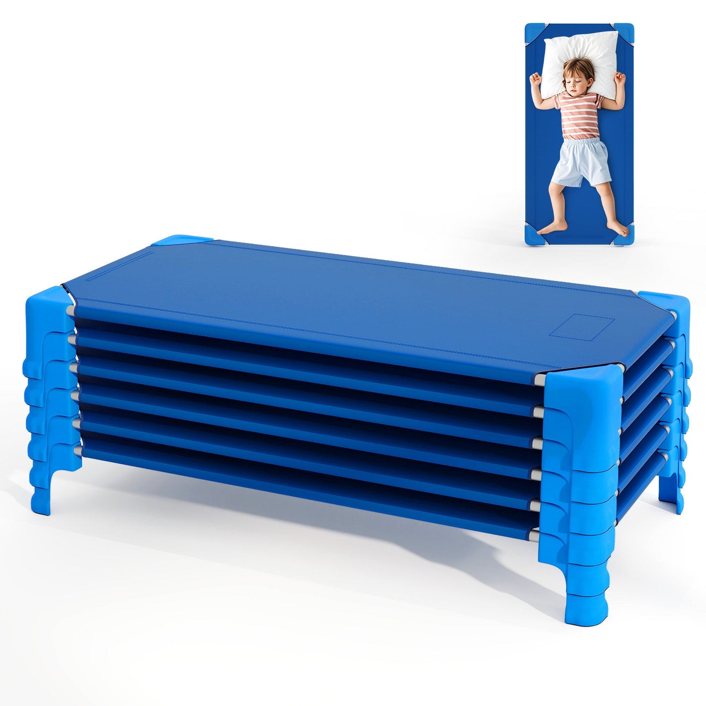 Camas apilables portátiles para guarderías - Azul