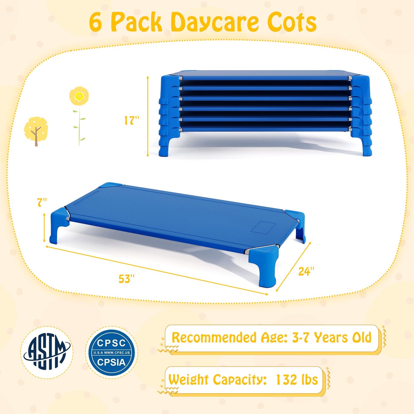 Camas apilables portátiles para guarderías - Azul
