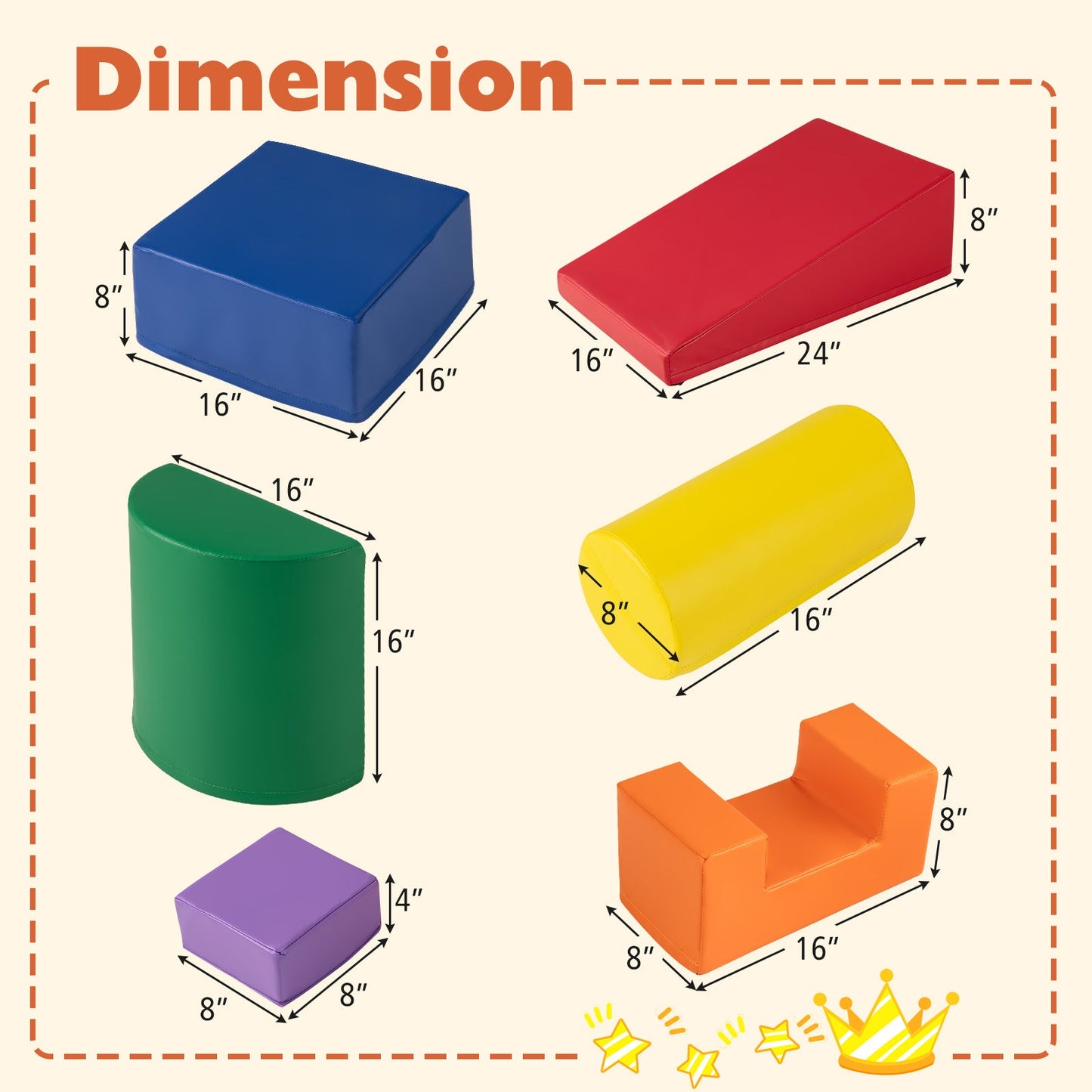 Juego de bloques de escalada de espuma de 6 piezas - Diversión en interiores