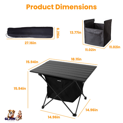 GBruno Foldable Camping Table with Storage Basket