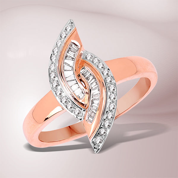 Anillo de Compromiso de Diamante Blanco Genuino de 0.29 Quilates en Oro Rosa de 14K