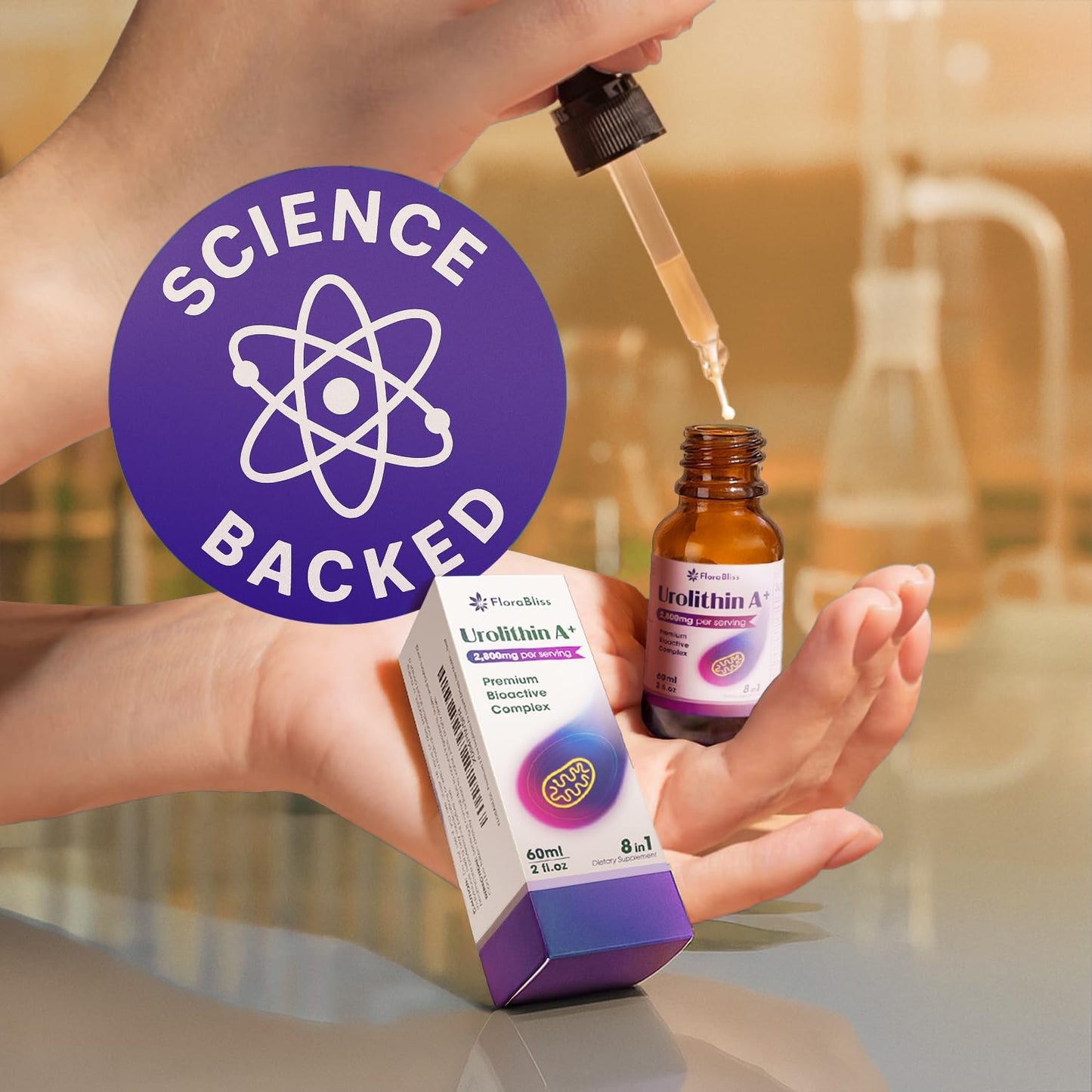 Premium Urolithin A Liquid Drops with Trans-Resveratrol & Collagen