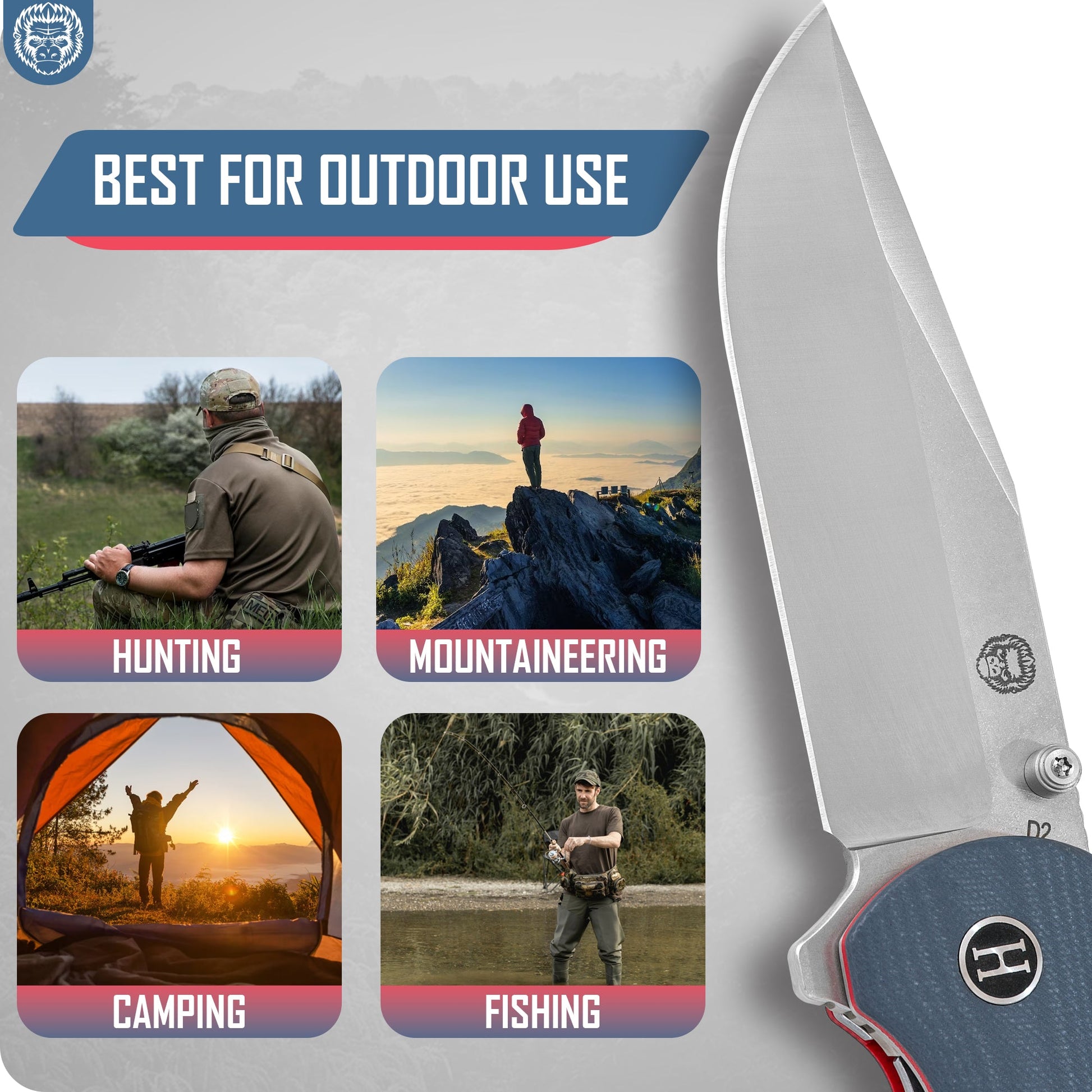 Premium Wrangler Folding Pocket Knife Gift Set for Adventurers (Silver & Red) - Korvel