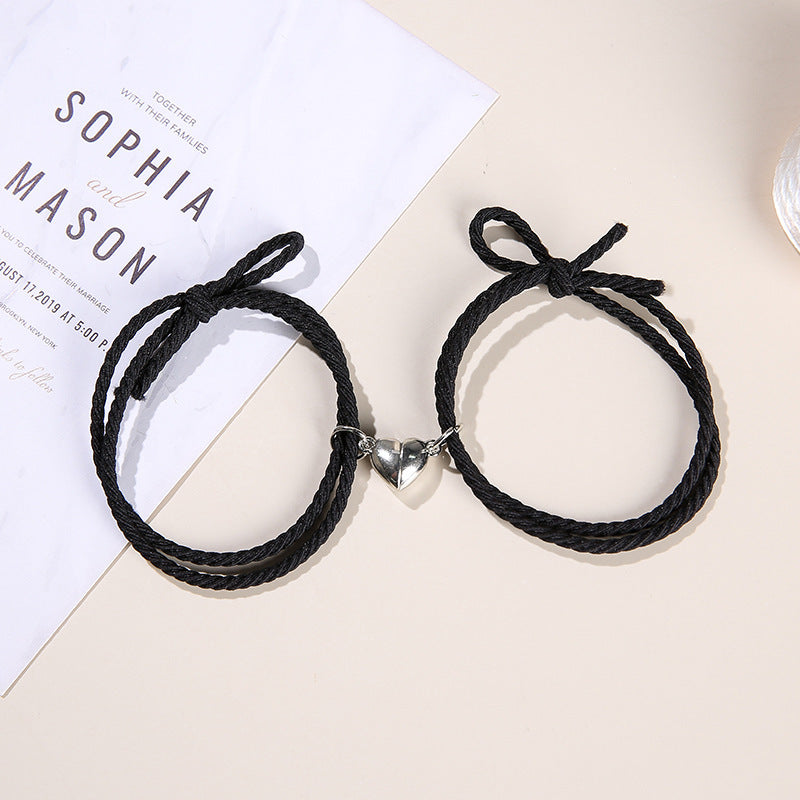 Bracelets de Couple Magnétiques - Charme Cœur en Acier Inoxydable