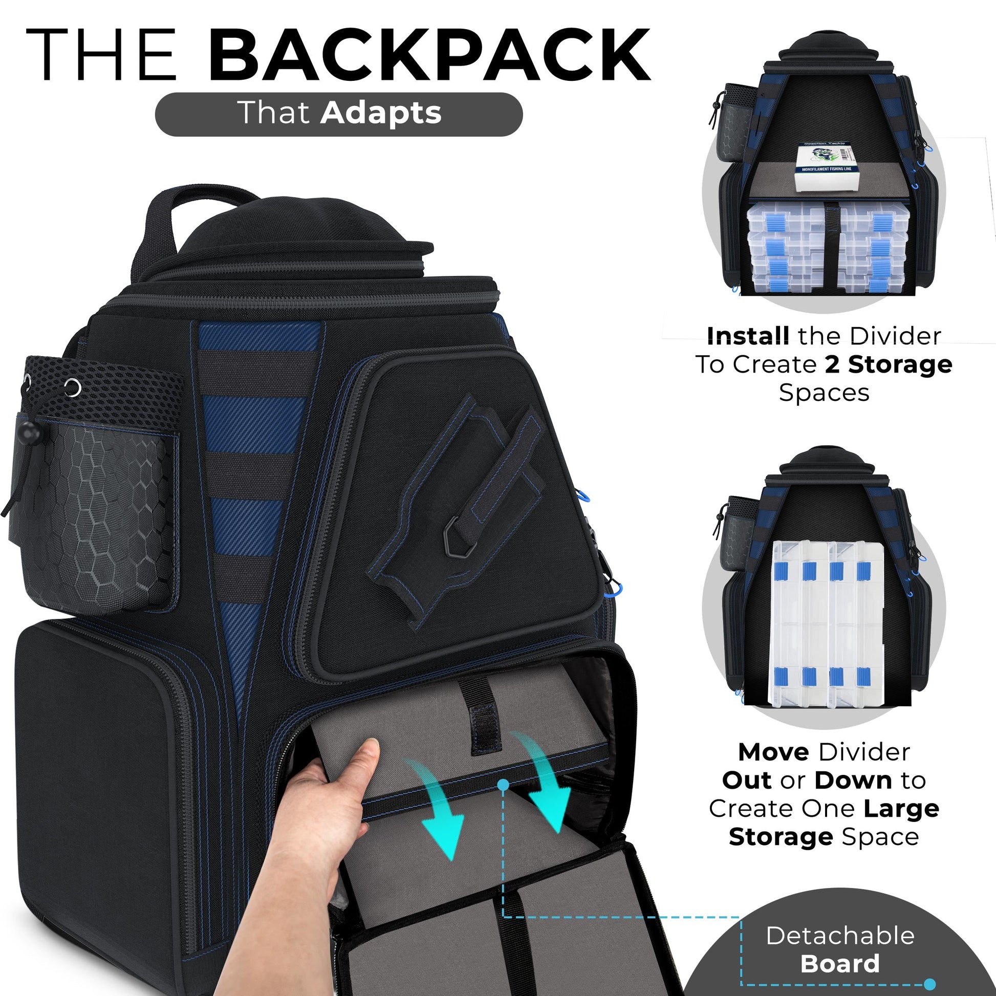 Reaction Tackle Premium Fishing Backpack with 4 Trays Included - Korvel