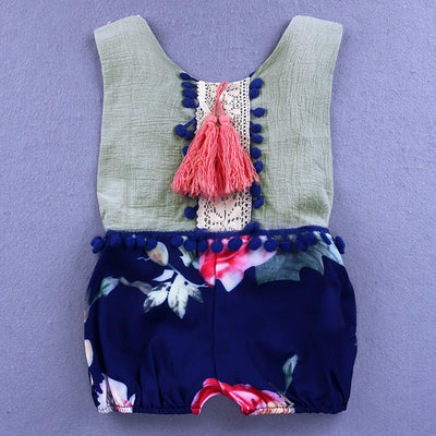 Floral Tassel Baby Romper for Newborn Girls