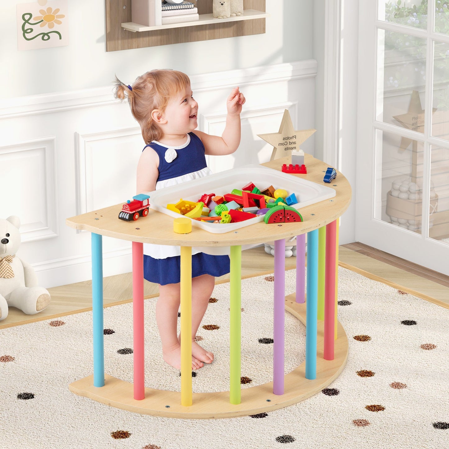 6 in 1 Kids Climbing Arch Playset with Removable Cushion - Multicolor