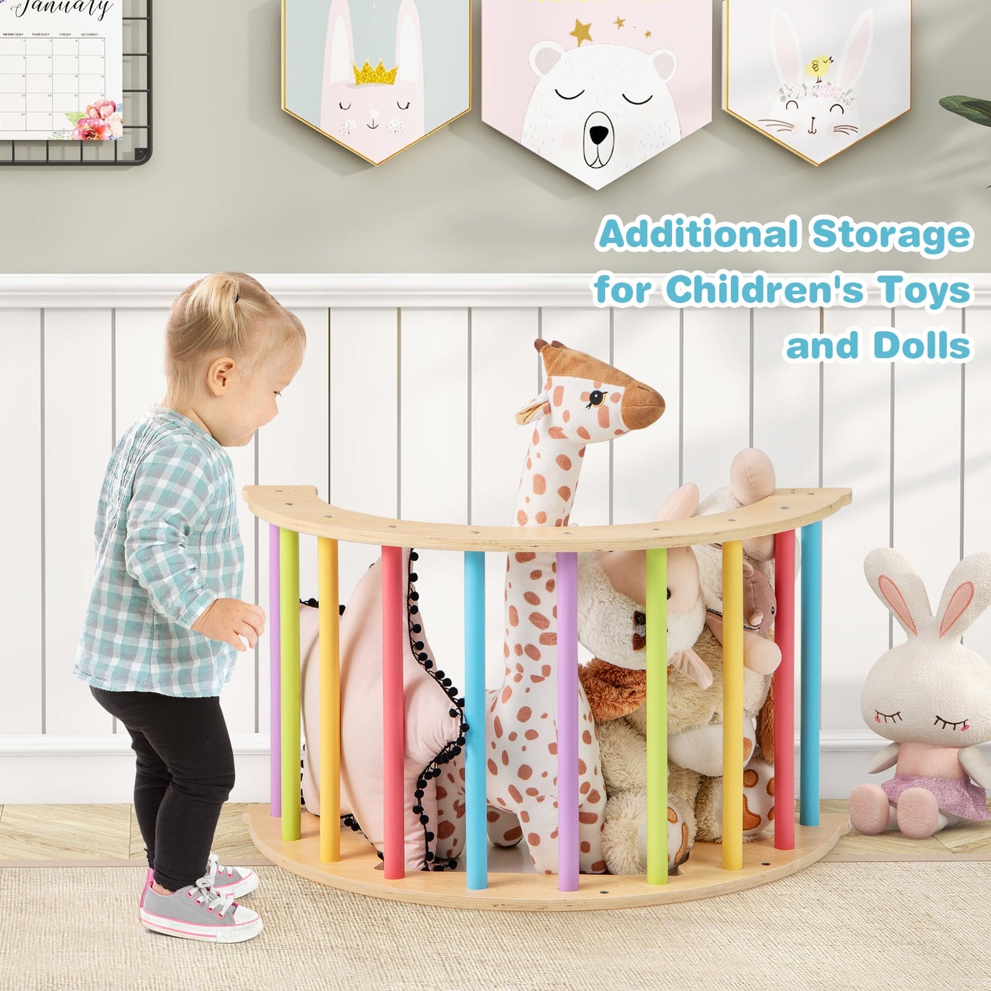 6 in 1 Kids Climbing Arch Playset with Removable Cushion - Multicolor