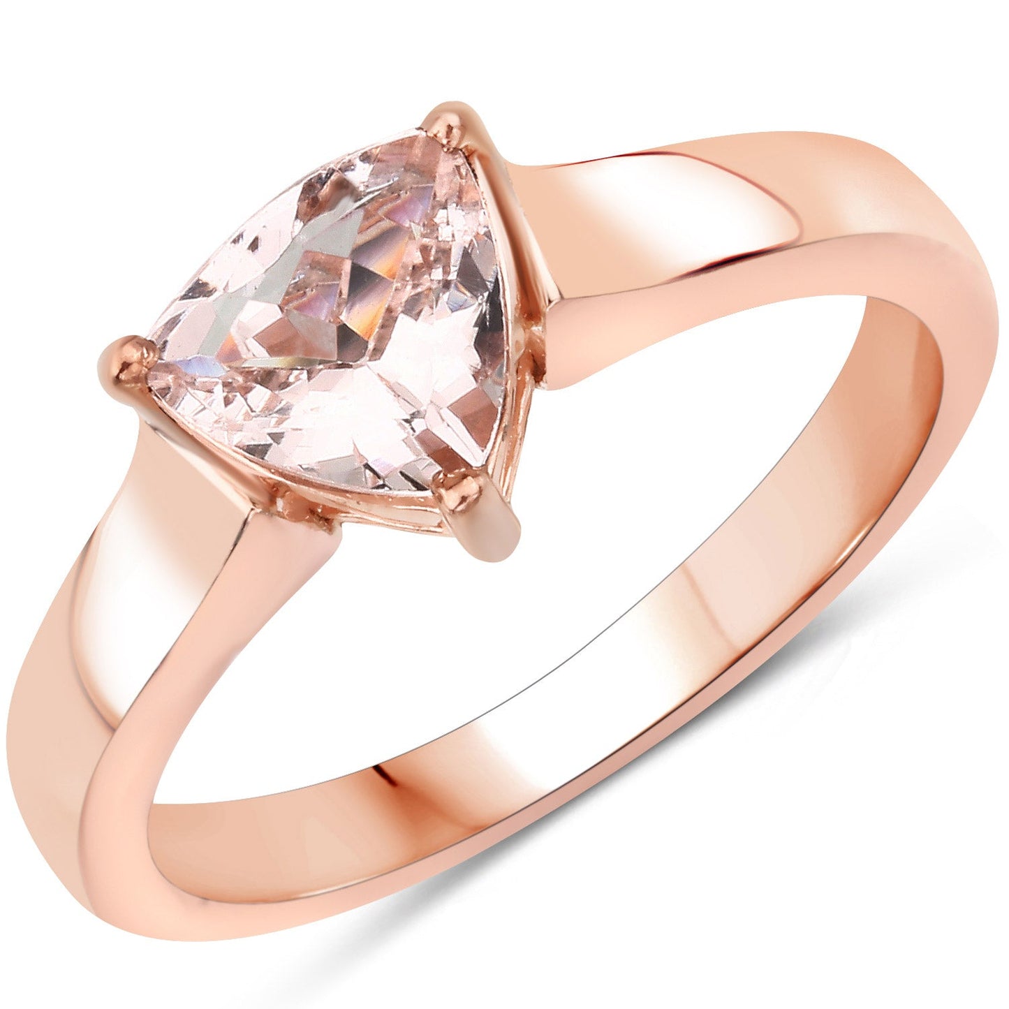 Anillo de Compromiso de Morganita Genuina de 0.90 Quilates en Plata Esterlina