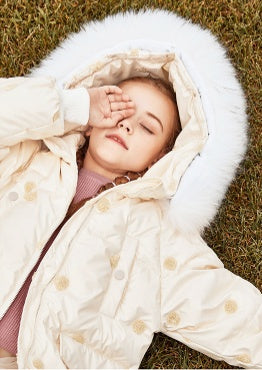 Children's Thickened Korean Style Down Jacket with Fur Collar