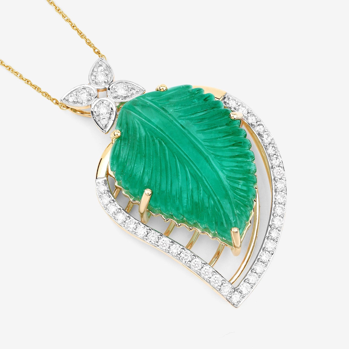 Colgante de Esmeralda Colombiana de 29.67 Quilates y Diamante en Oro de 14K