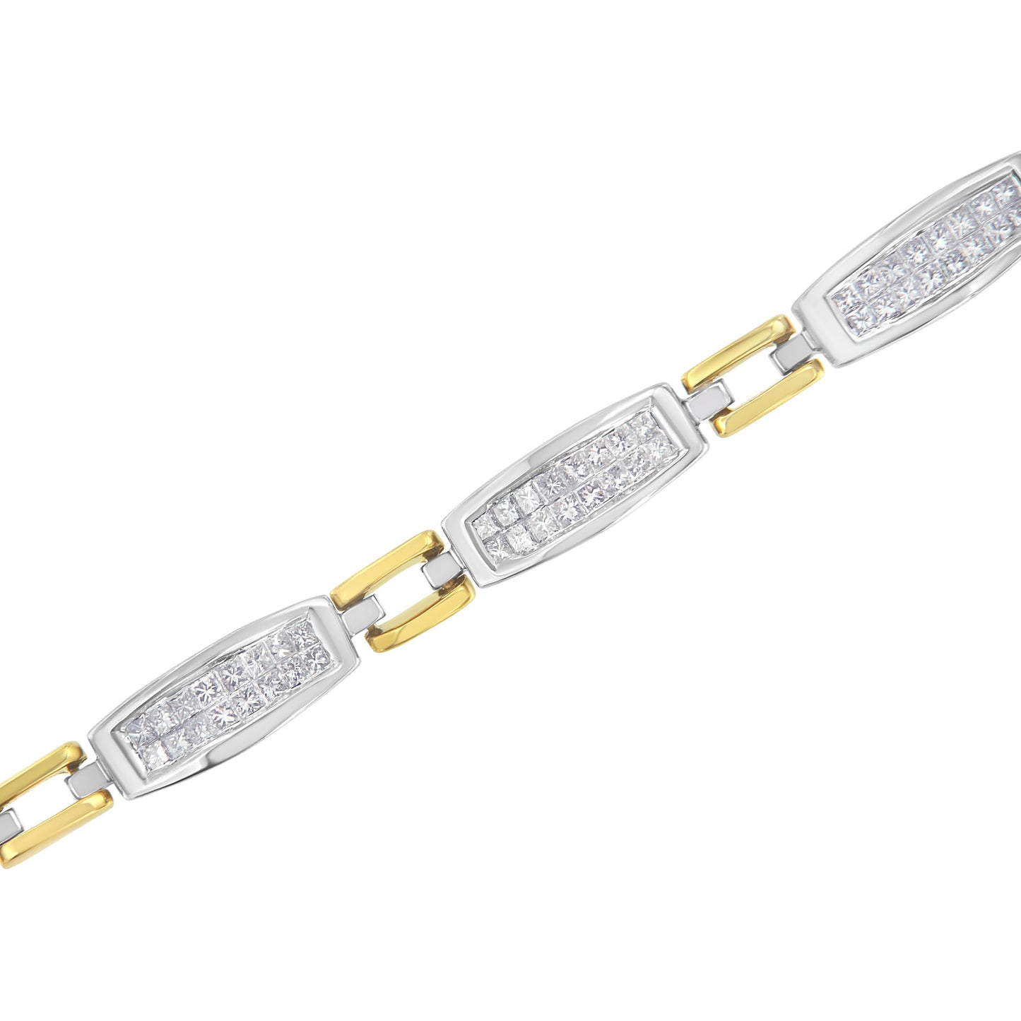 Pulsera de eslabones de diamantes de corte princesa de oro de 14 quilates - 2.0 Cttw