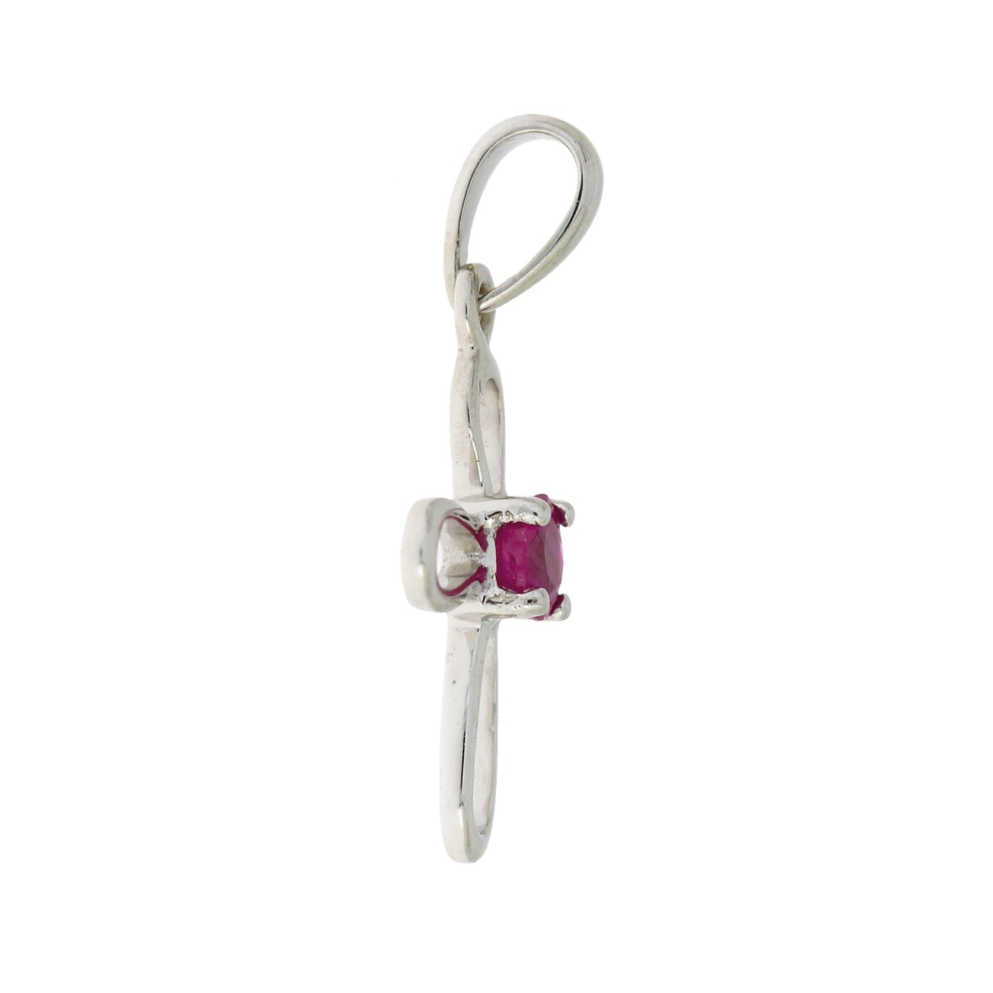 .22ct Ruby Cross Pendant in 10KT White Gold