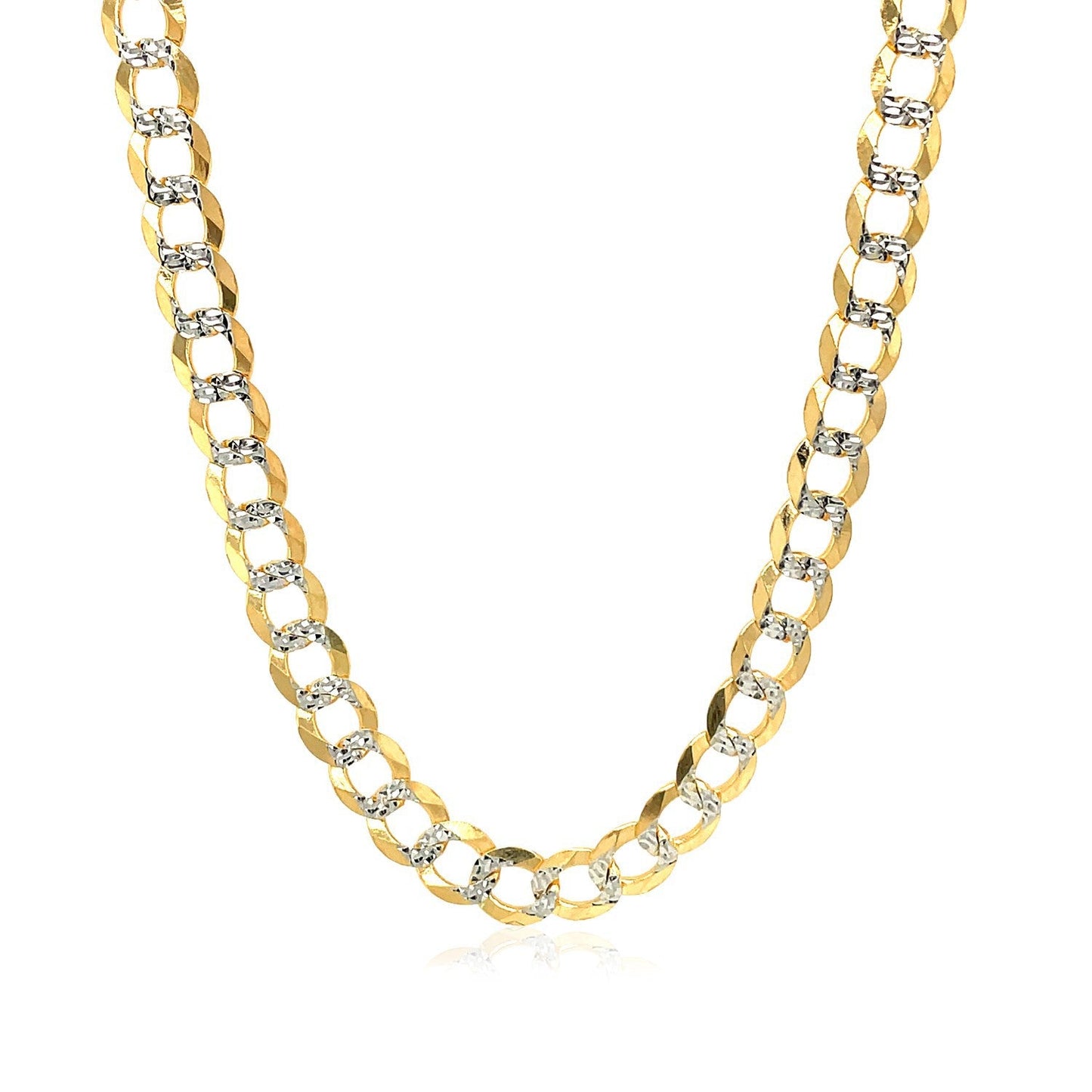 Cadena Curb Pave de Oro Bicolor de 14k - 5.7mm de Ancho