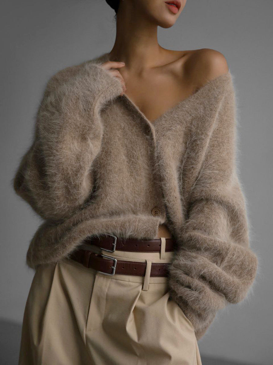Loose V-neck Button Cardigan for Women - Stylish Knitted Sweater