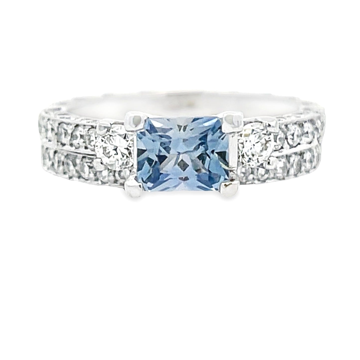 Antique Style Engagement Ring Set in 14KT White Gold