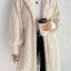 Beige Long Sleeve Fuzzy Hooded Jacket - Cozy Outerwear