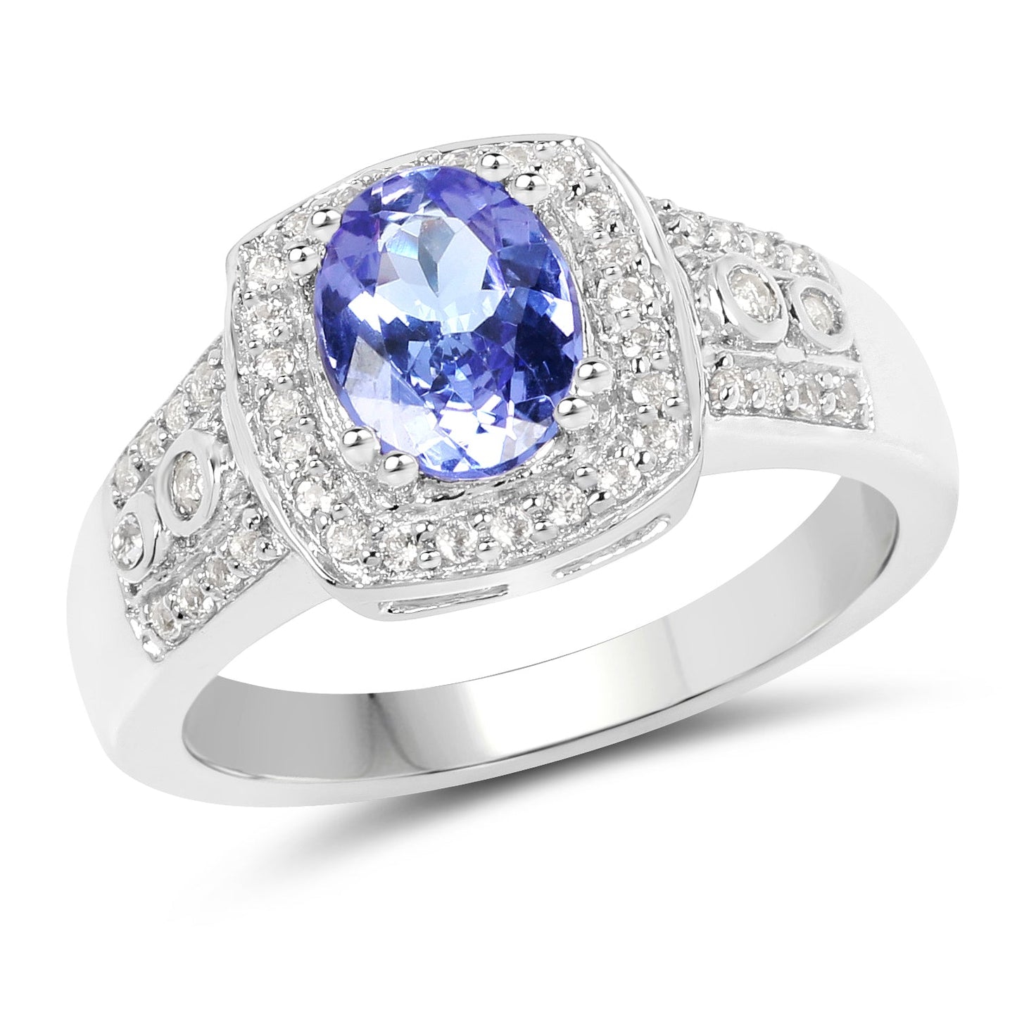 1.42 Carat Genuine Tanzanite & White Topaz Sterling Silver Ring