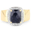 14K Yellow Gold Plated Dyed Sapphire & White Topaz Halo Ring