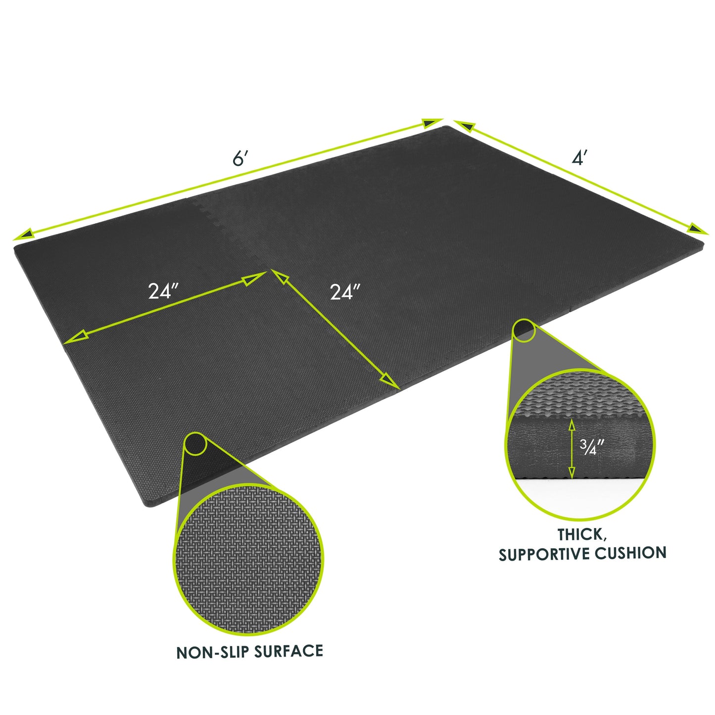 ProsourceFit 0.75" Exercise Puzzle Mat for Versatile Flooring