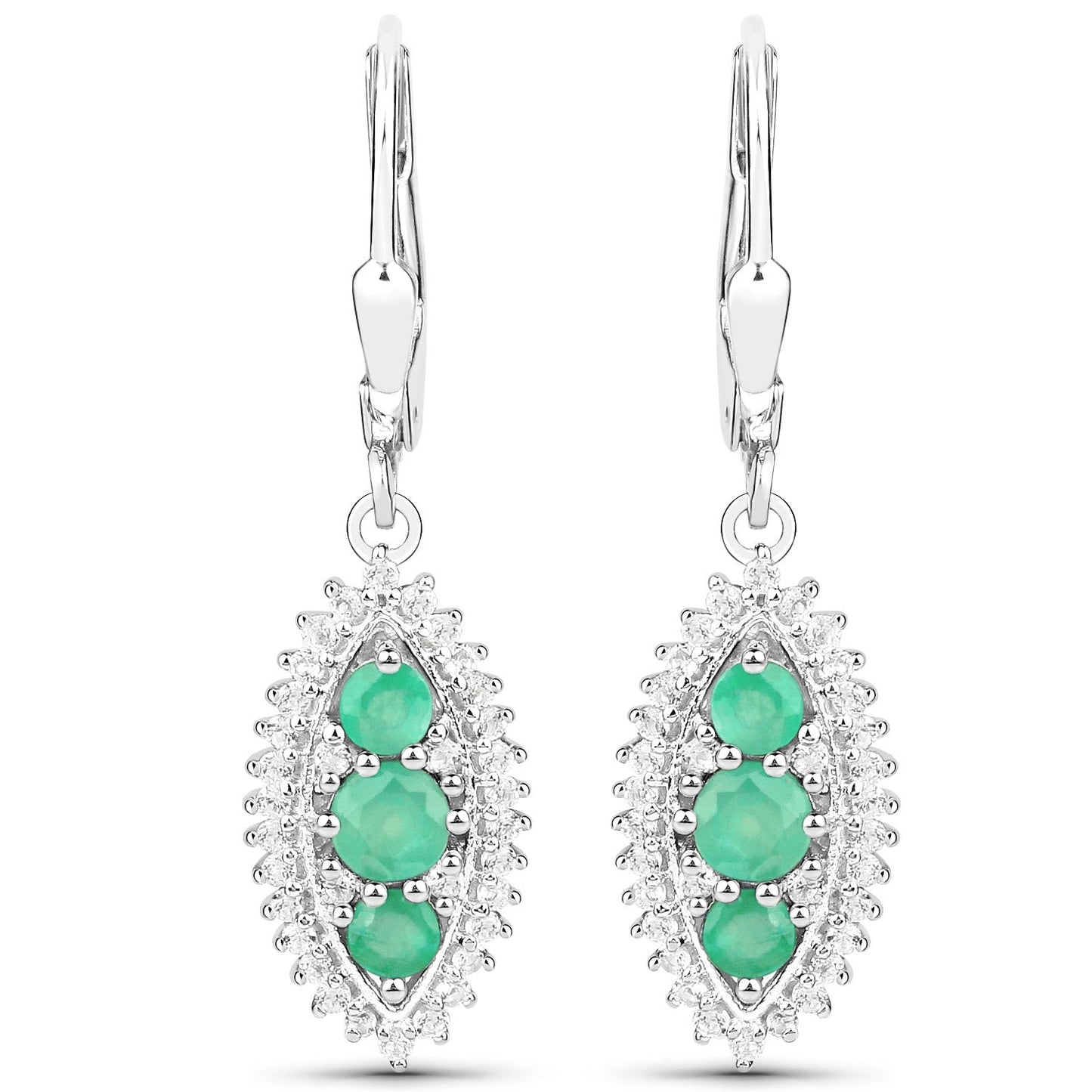 3.52 Carat Genuine Zambian Emerald & White Topaz Jewelry Set