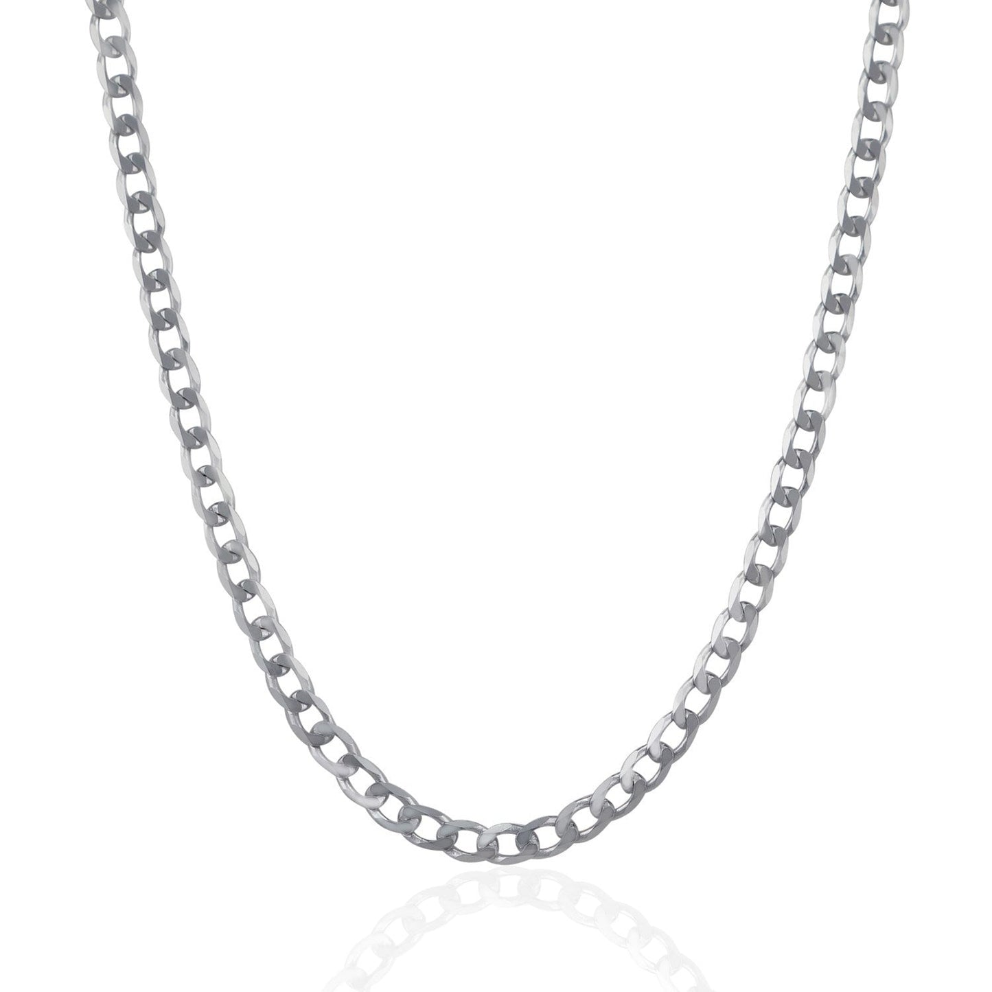 Rhodium Plated Sterling Silver Curb Chain Necklace