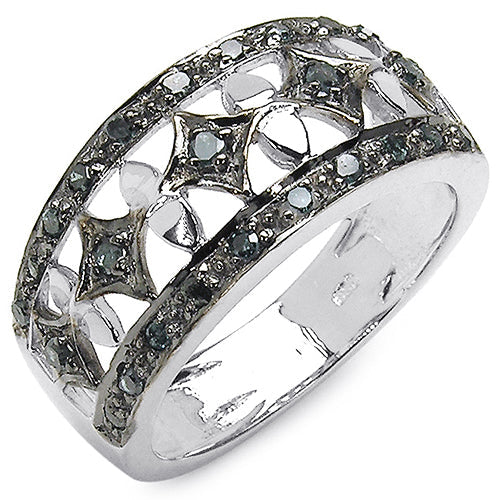Bague de fiançailles en argent sterling avec diamant bleu véritable de 0,29 carat