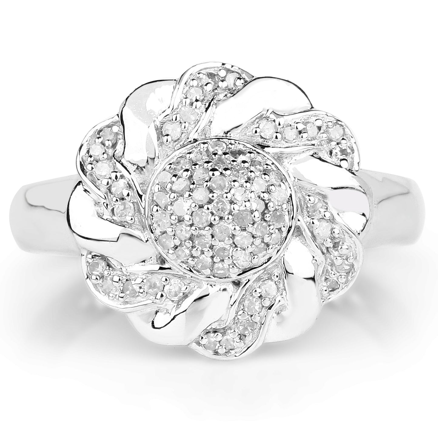 Bague en Argent Sterling Plaquée Or Jaune 14K avec Diamants de 0,28 Carat