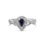 Anillo Halo de Zafiro y Diamante en Plata de Ley .925 - Talla 7.5