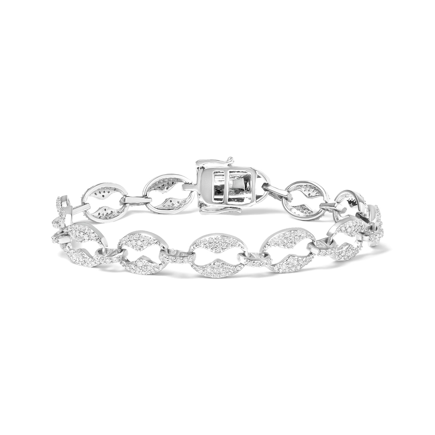 Pulsera de eslabones de diamantes de oro blanco de 14K - 1.5 Cttw, 7"