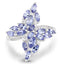 1.73 Carat Genuine Tanzanite and White Zircon Sterling Silver Ring