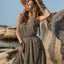 Elegant White V-Neck Tie Shoulder Maxi Dress