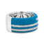 Bague large en diamant émaillé turquoise en argent sterling .925 - Taille 7